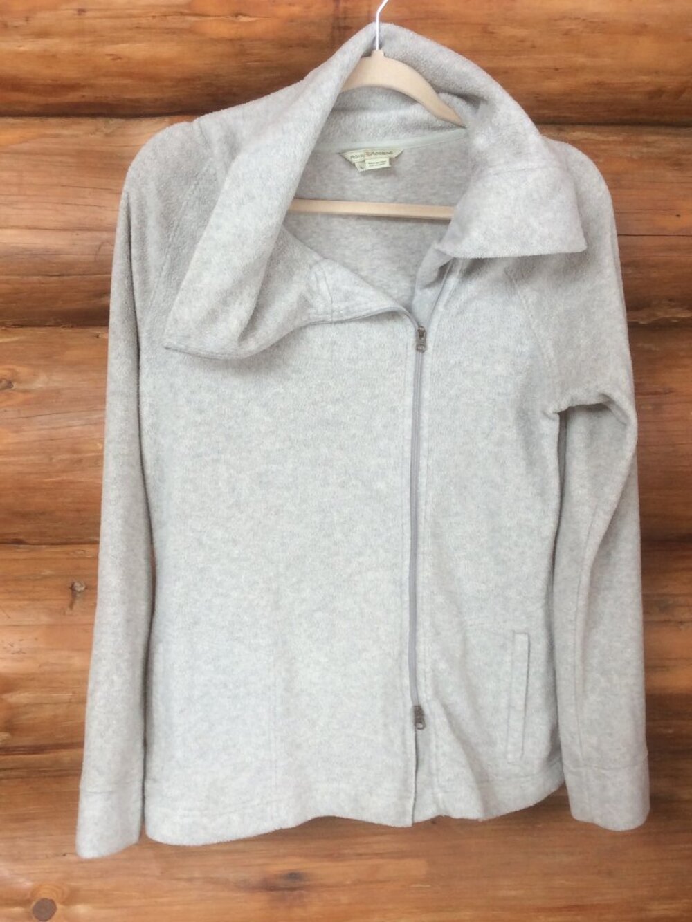 Royal Robbins Gray Activewear Off Center Full Zip Up Fleece Jacket Size Large